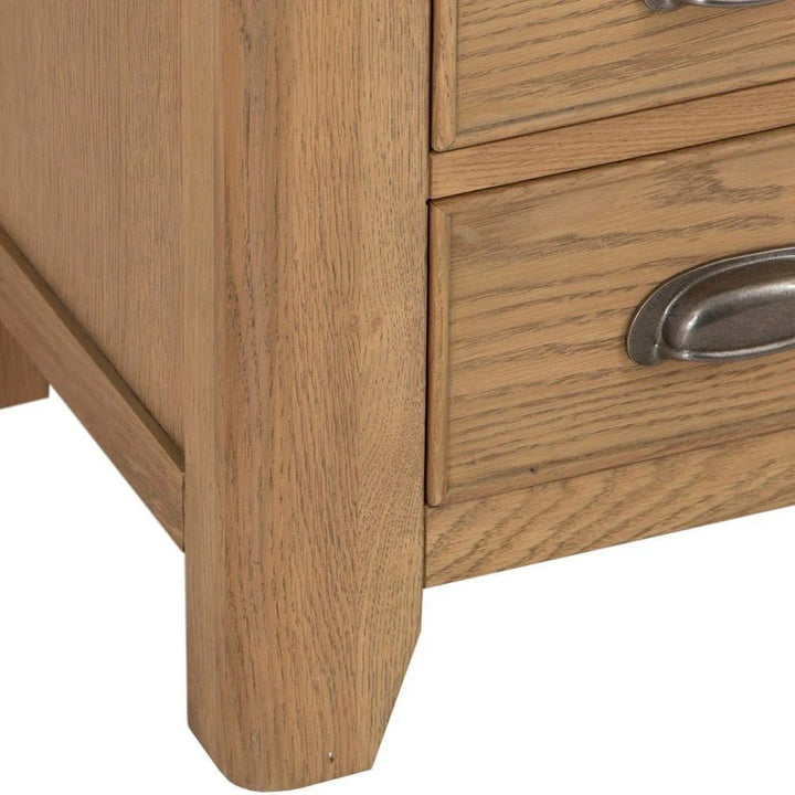 Rusper Oak 3 Drawer Bedside Table - Large15 - Duck Barn Interiors