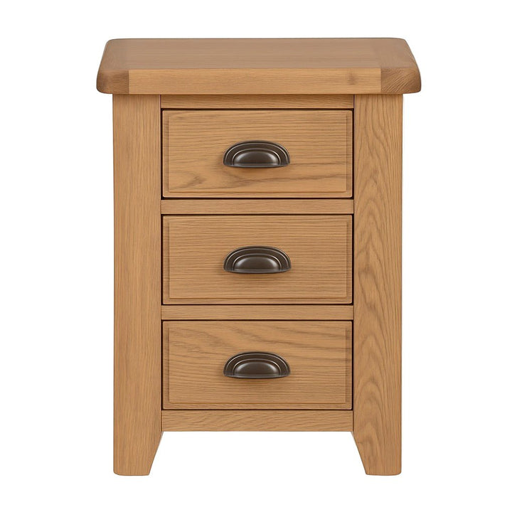 Rusper Oak 3 Drawer Bedside Table - Large1 - Duck Barn Interiors