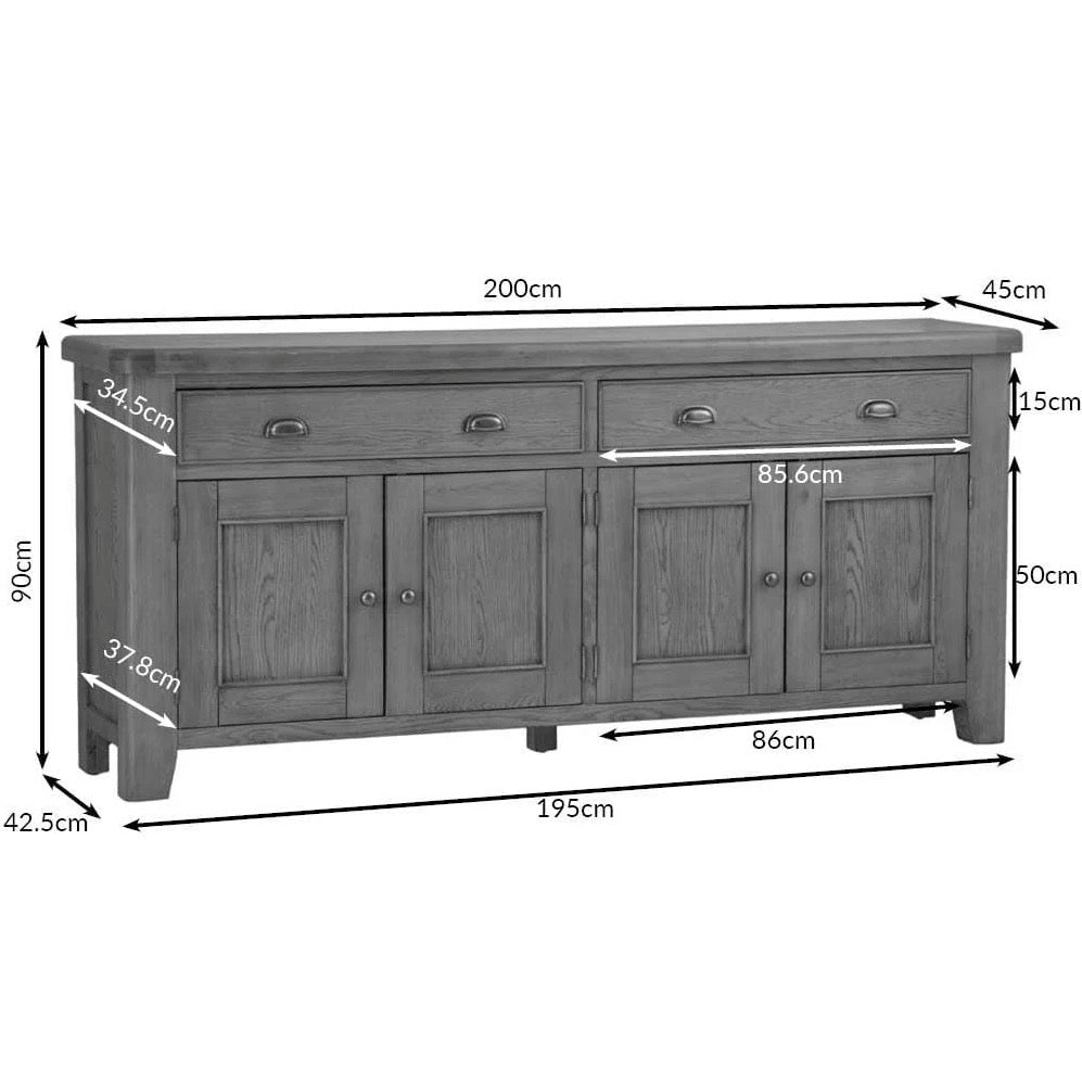 Rusper Oak 4 Door Large Sideboard17 - Duck Barn Interiors