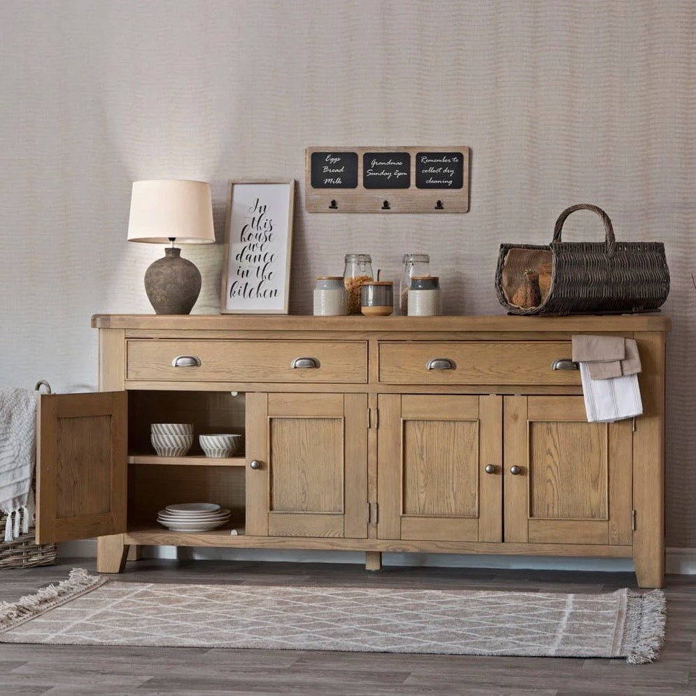 Rusper Oak 4 Door Large Sideboard2 - Duck Barn Interiors