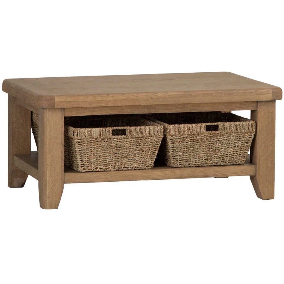 Rusper Oak Coffee Table with Baskets2 - Duck Barn Interiors