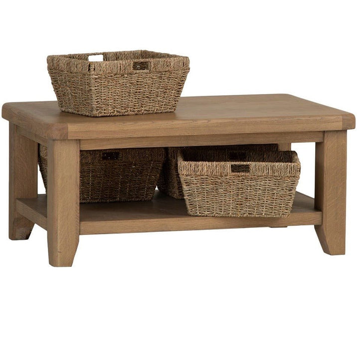 Rusper Oak Coffee Table with Baskets3 - Duck Barn Interiors