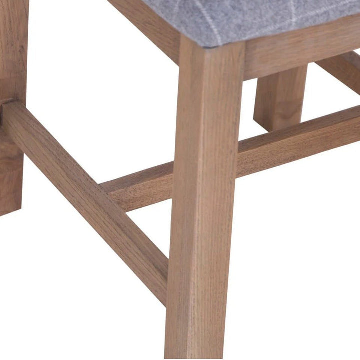 Rusper Oak Cross Back Fabric Dining Chair - Grey Check (Pair)11 - Duck Barn Interiors