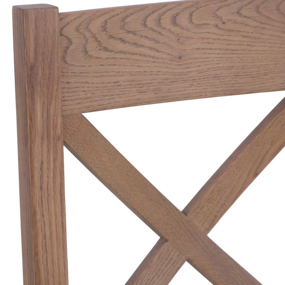 Rusper Oak Cross Back Fabric Dining Chair - Grey Check (Pair)6 - Duck Barn Interiors