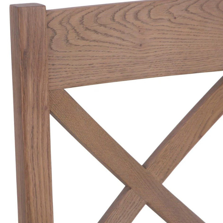 Rusper Oak Cross Back Fabric Dining Chair - Grey Check (Pair)6 - Duck Barn Interiors