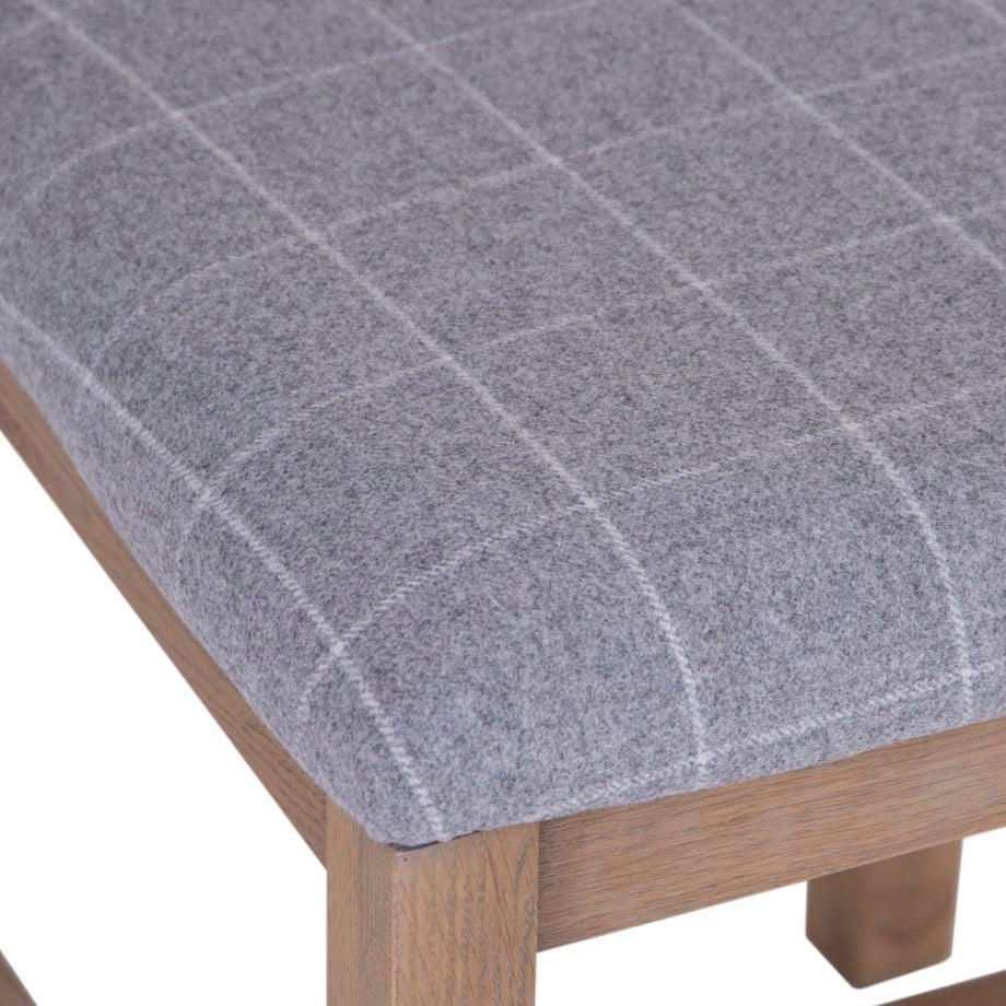 Rusper Oak Cross Back Fabric Dining Chair - Grey Check (Pair)3 - Duck Barn Interiors