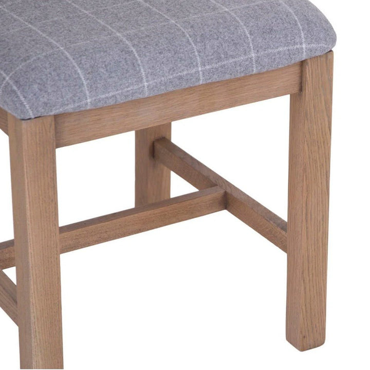 Rusper Oak Cross Back Fabric Dining Chair - Grey Check (Pair)12 - Duck Barn Interiors