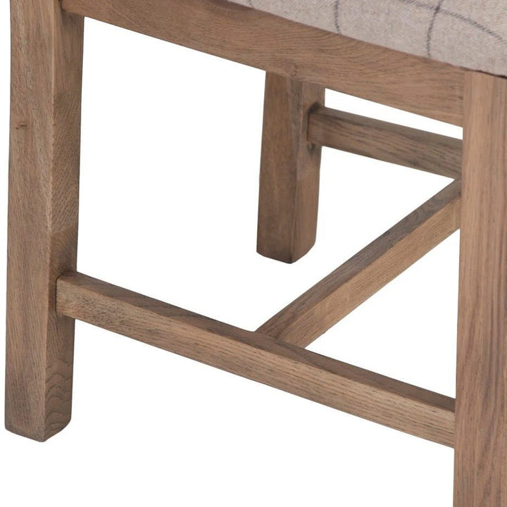 Rusper Oak Cross Back Fabric Dining Chair - Natural Check (Pair)6 - Duck Barn Interiors