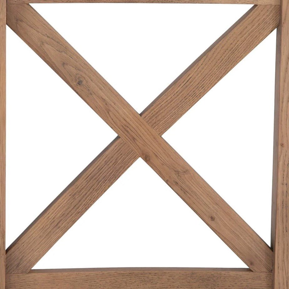 Rusper Oak Cross Back Fabric Dining Chair - Natural Check (Pair)10 - Duck Barn Interiors