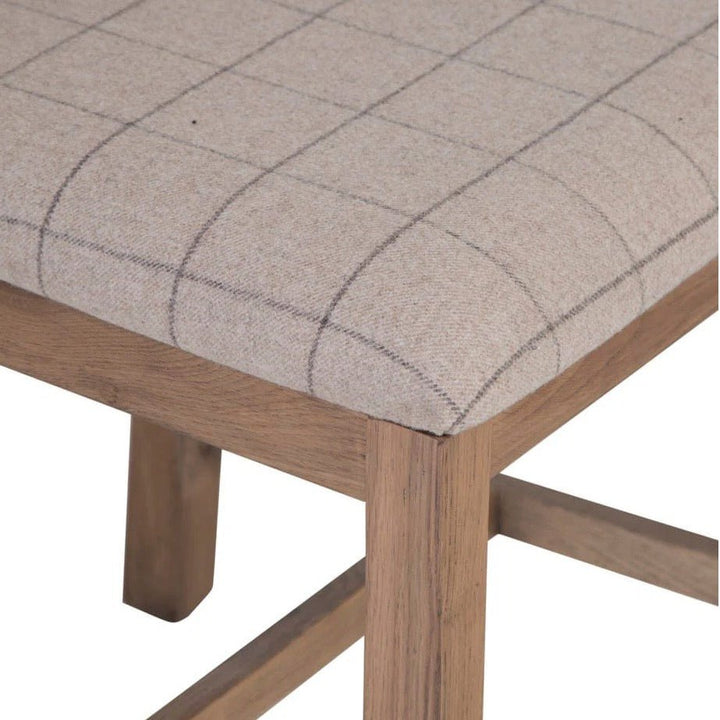Rusper Oak Cross Back Fabric Dining Chair - Natural Check (Pair)9 - Duck Barn Interiors