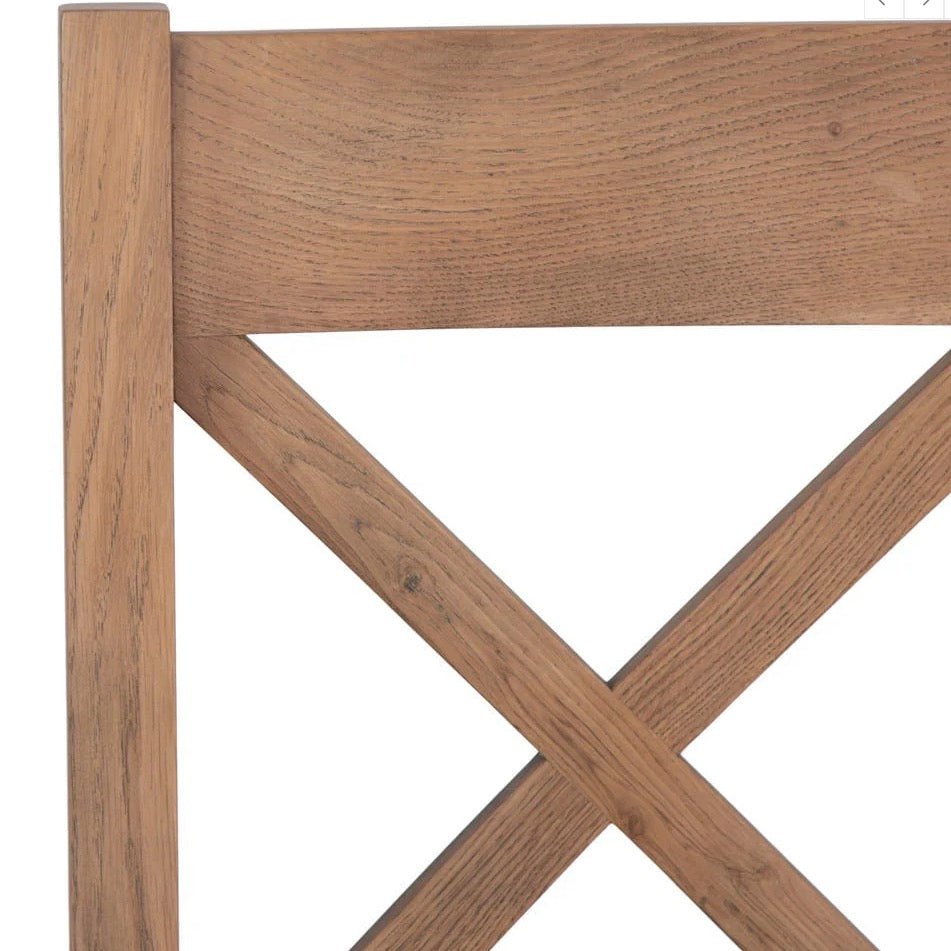 Rusper Oak Cross Back Fabric Dining Chair - Natural Check (Pair)4 - Duck Barn Interiors