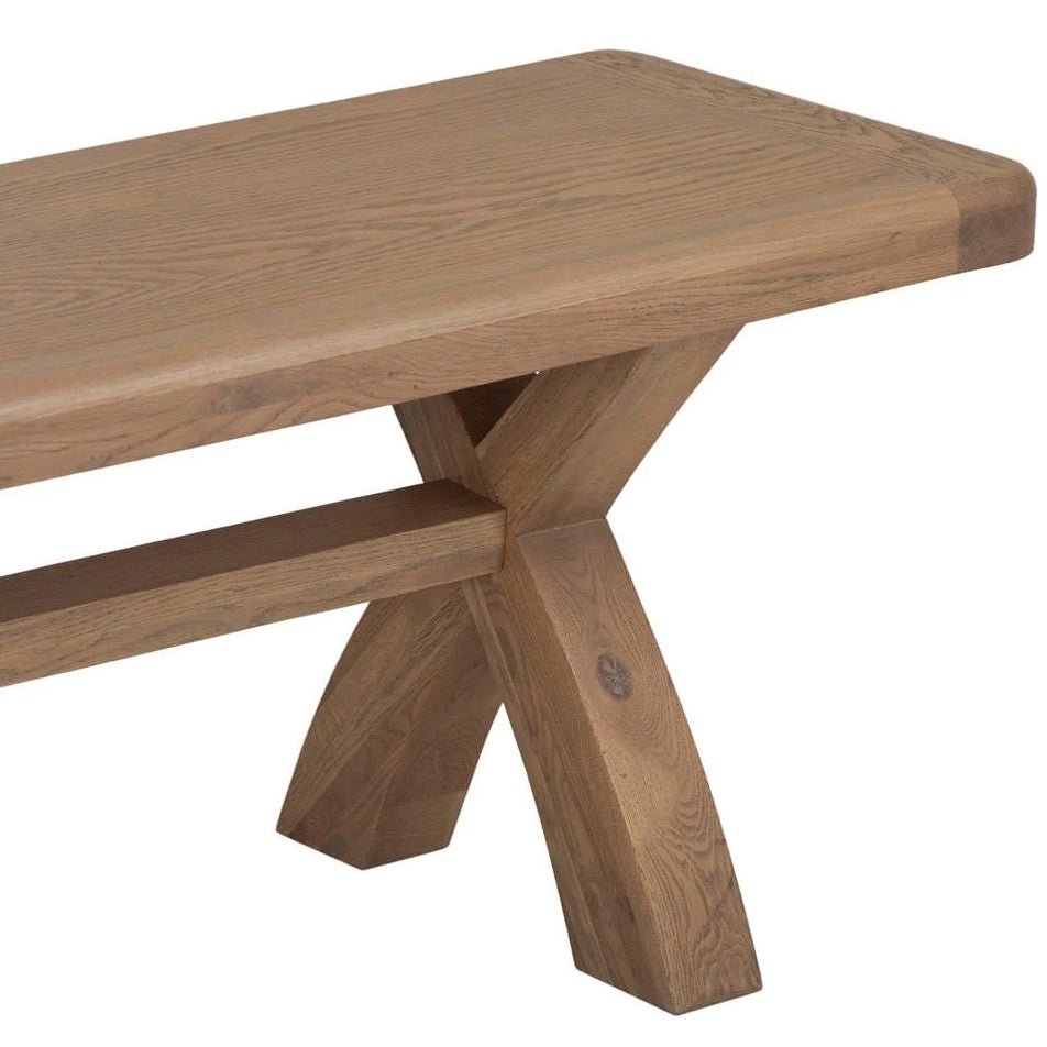 Rusper Oak Cross Leg Dining Bench - 2m10 - Duck Barn Interiors