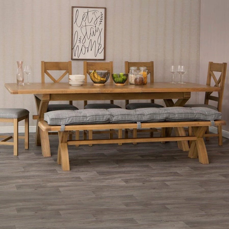 Rusper Oak Cross Leg Extending Dining Table - 2M3 - Duck Barn Interiors