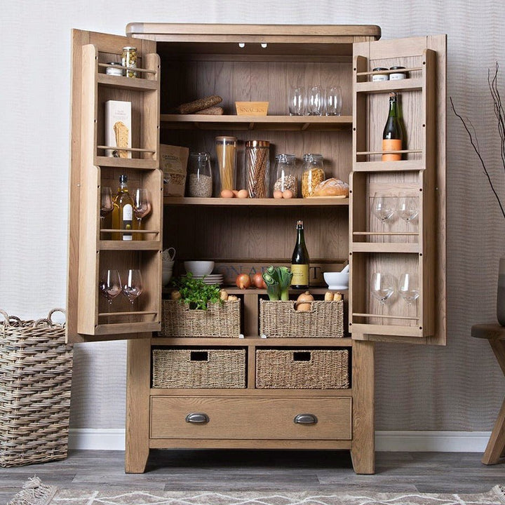 Rusper Oak Double Larder Unit1 - Duck Barn Interiors