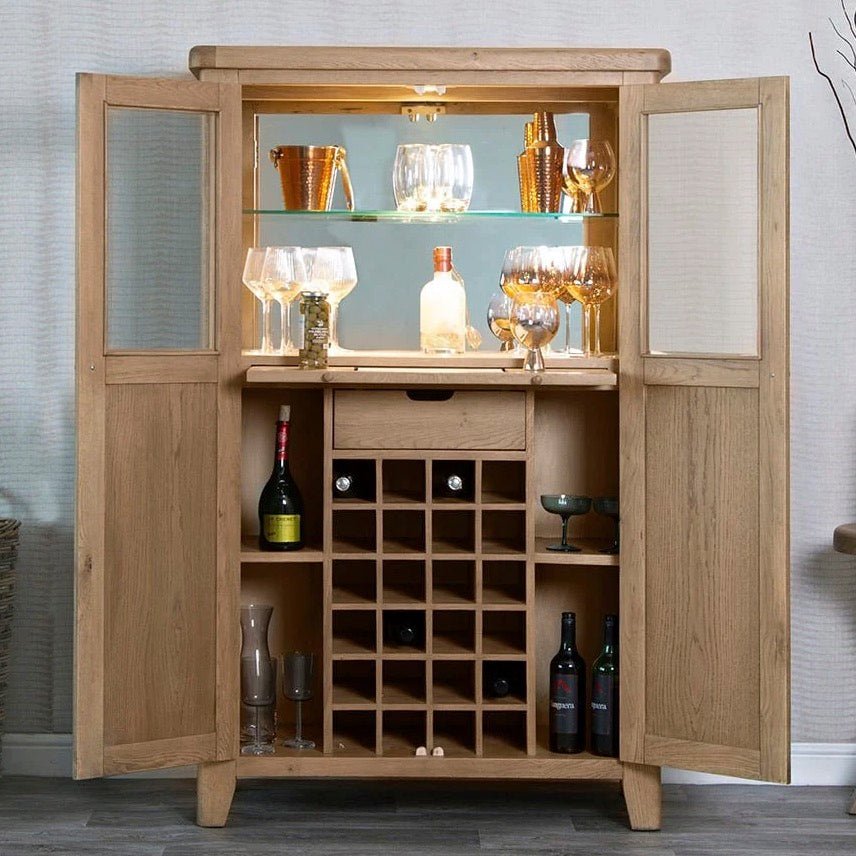 Rusper Oak Drinks Cabinet Cupboard2 - Duck Barn Interiors