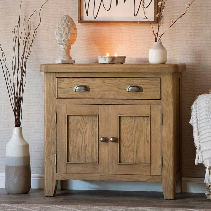 Rusper Oak Small 2 Door 1 Drawer Sideboard1 - Duck Barn Interiors