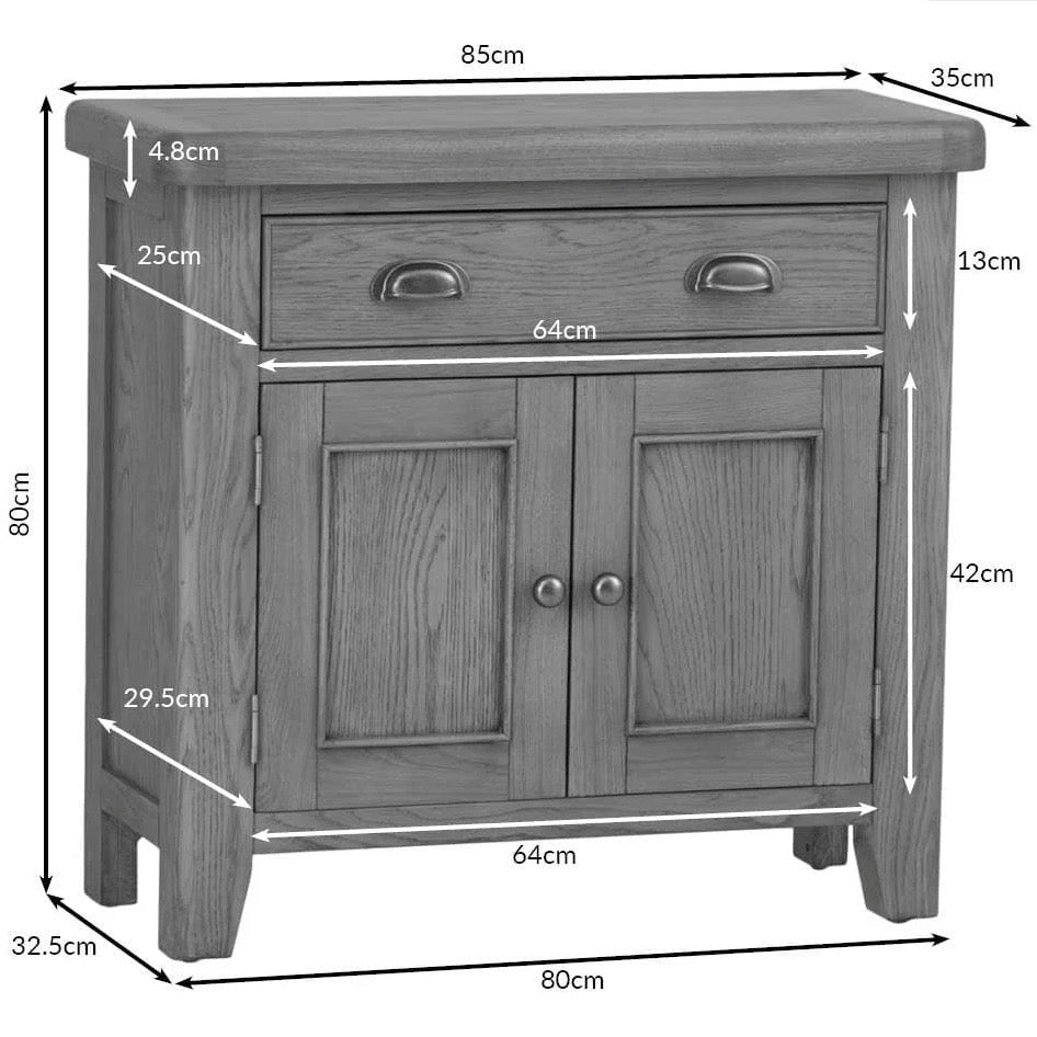 Rusper Oak Small 2 Door 1 Drawer Sideboard14 - Duck Barn Interiors
