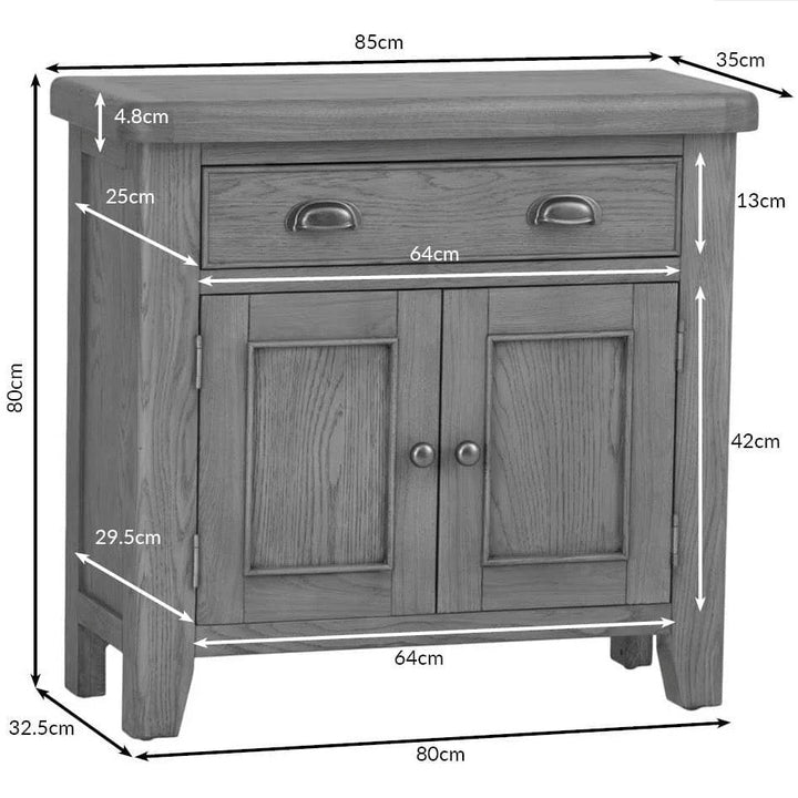 Rusper Oak Small 2 Door 1 Drawer Sideboard14 - Duck Barn Interiors