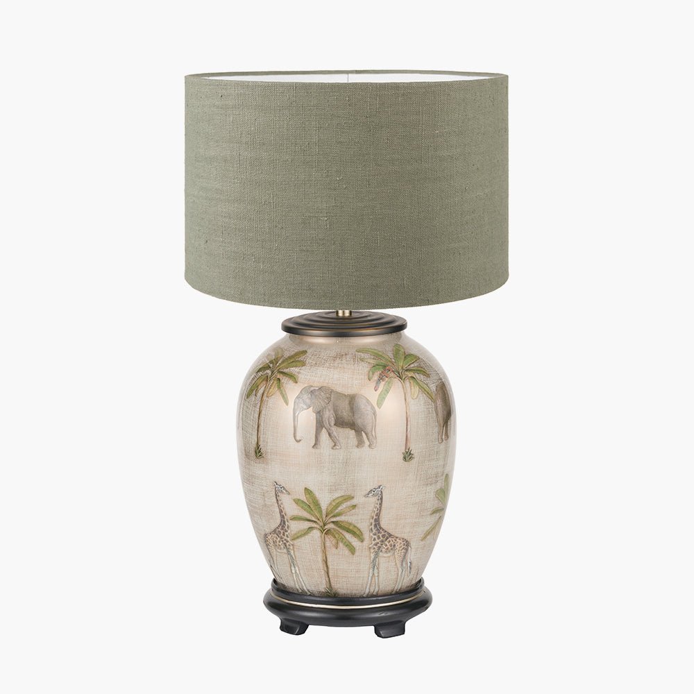 Safari Glass Table Lamp with Edward Pistachio Green Shade - Medium1 - Duck Barn Interiors