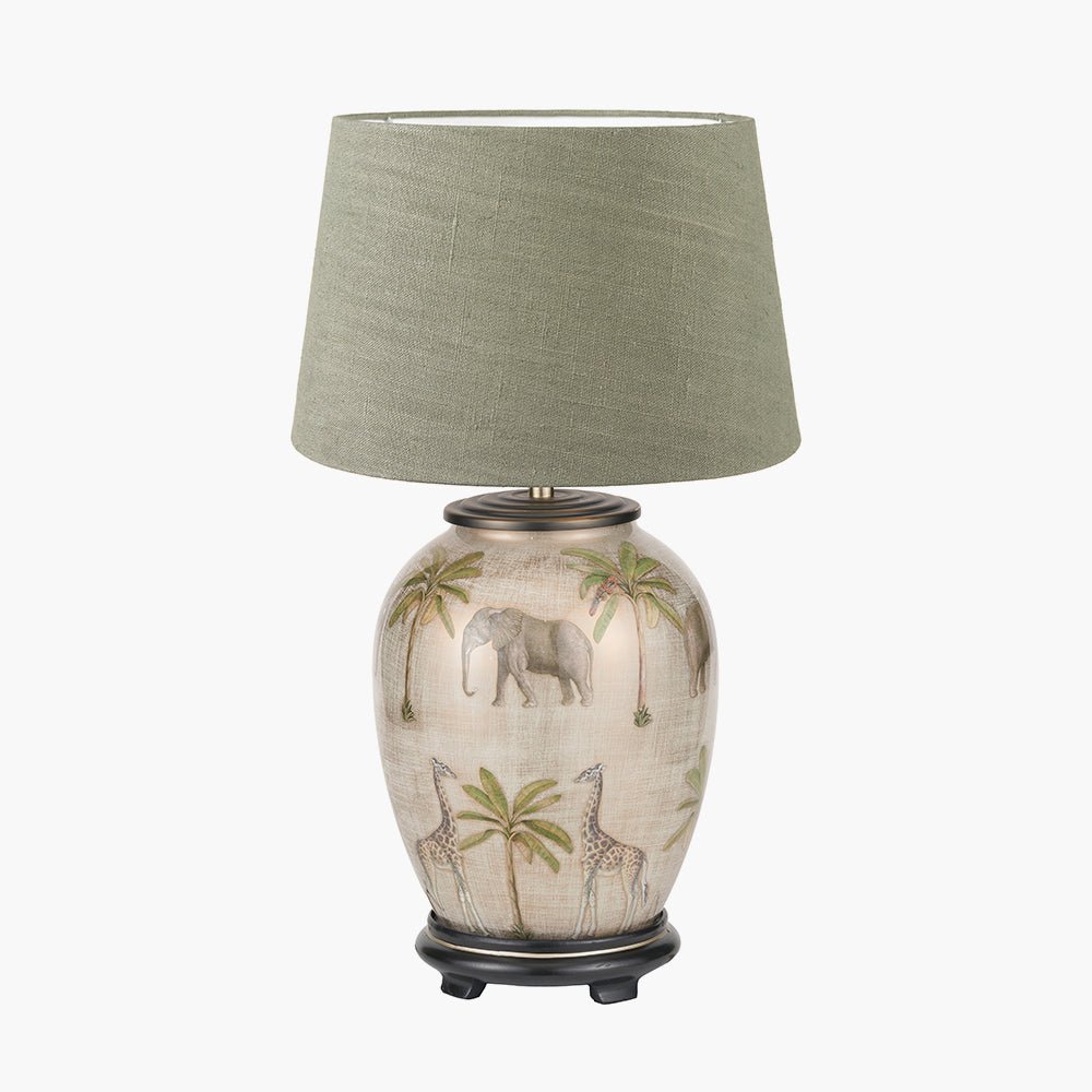 Safari Glass Table Lamp with Milos Pistachio Green Shade - Medium1 - Duck Barn Interiors