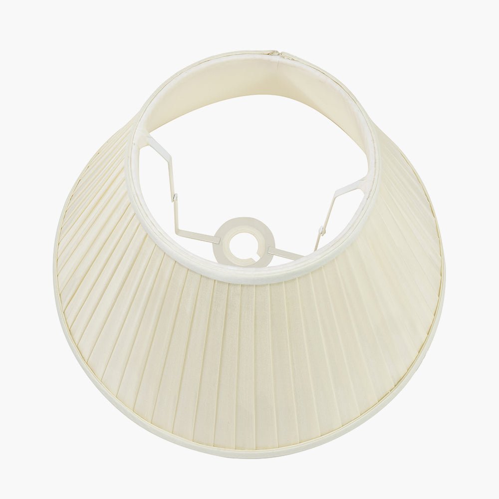 Safari Tall Glass Table Lamp with Bacall Almond Silk Pleated Shade - 45cm8 - Duck Barn Interiors
