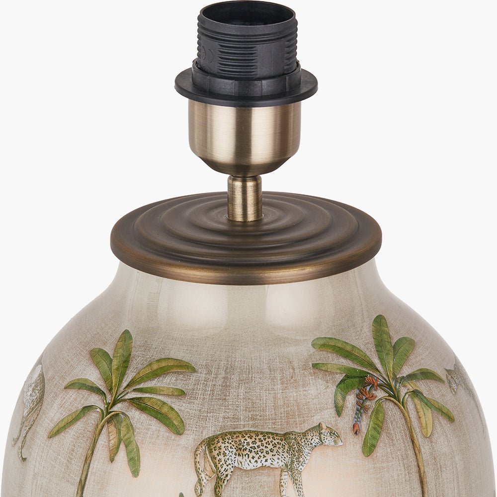Safari Tall Glass Table Lamp with Edward Natural Linen Shade - 40cm5 - Duck Barn Interiors