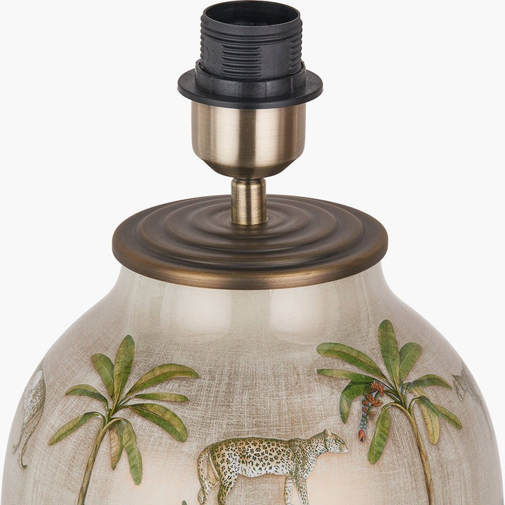 Safari Tall Glass Table Lamp with Edward Natural Linen Shade - 40cm5 - Duck Barn Interiors