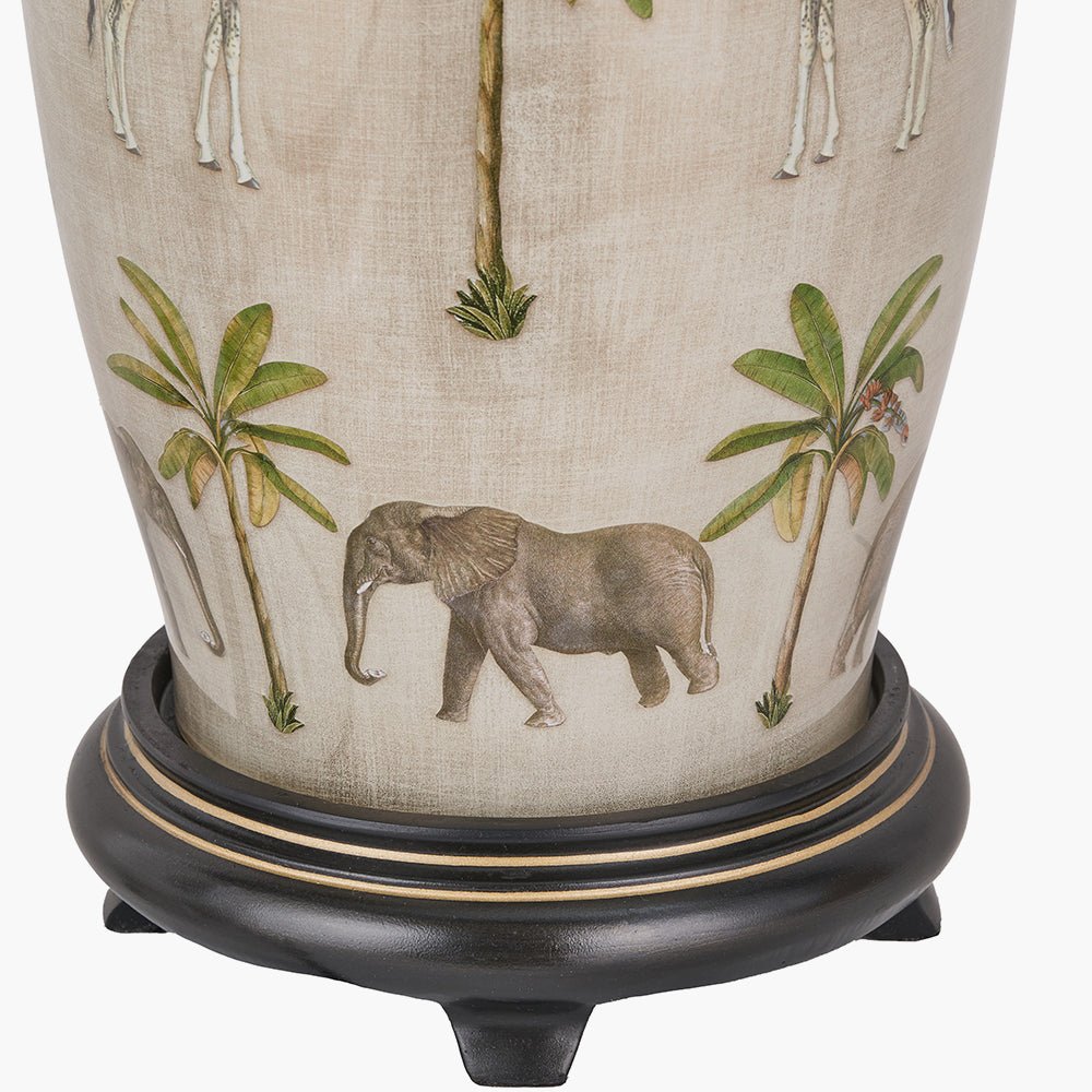 Safari Tall Glass Table Lamp with Edward Natural Linen Shade - 40cm4 - Duck Barn Interiors