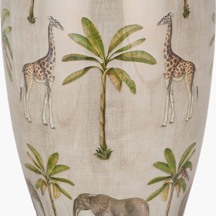Safari Tall Glass Table Lamp with Edward Natural Linen Shade - 40cm2 - Duck Barn Interiors