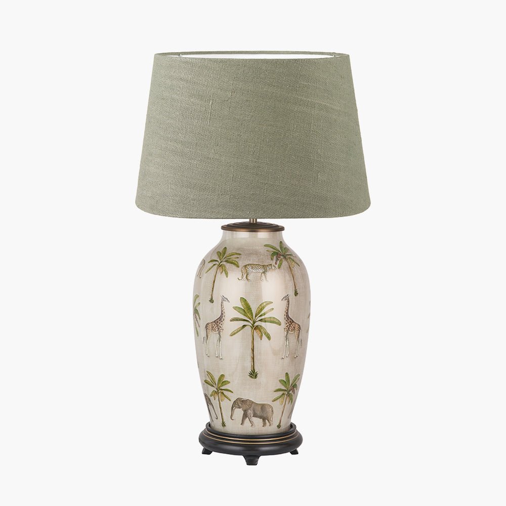 Safari Tall Glass Table Lamp with Milos Pistachio Green Shade - 40cm2 - Duck Barn Interiors