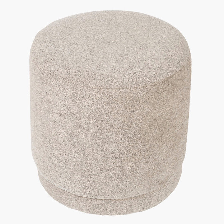 Sassari Teddy Fabric Cylinder Pouffe - Taupe4 - Duck Barn Interiors