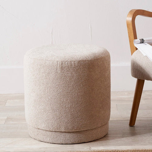 Sassari Teddy Fabric Pouffe - Taupe