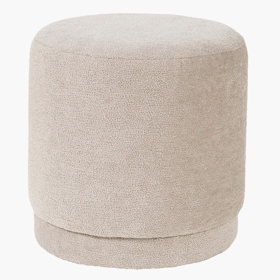 Sassari Teddy Fabric Cylinder Pouffe - Taupe2 - Duck Barn Interiors