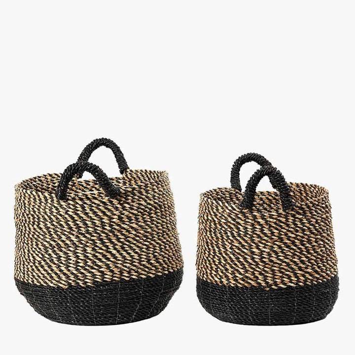 Seagrass Natural & Black Baskets - Set of 28 - Duck Barn Interiors