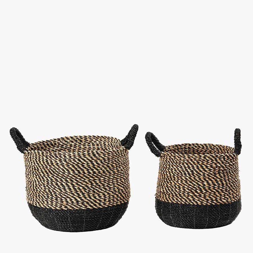 Seagrass Natural & Black Baskets - Set of 27 - Duck Barn Interiors