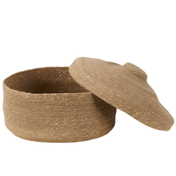 Seagrass Natural Lidded Round Basket3 - Duck Barn Interiors