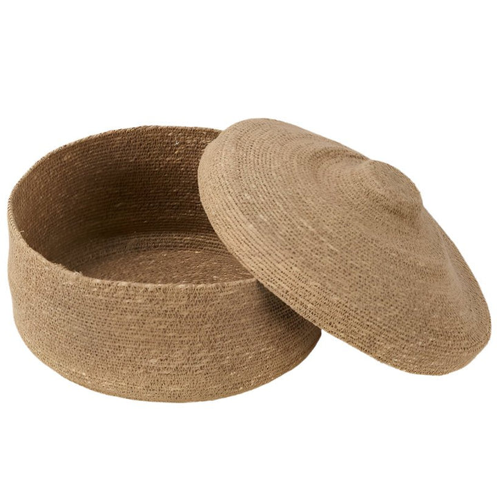 Seagrass Natural Lidded Round Basket4 - Duck Barn Interiors
