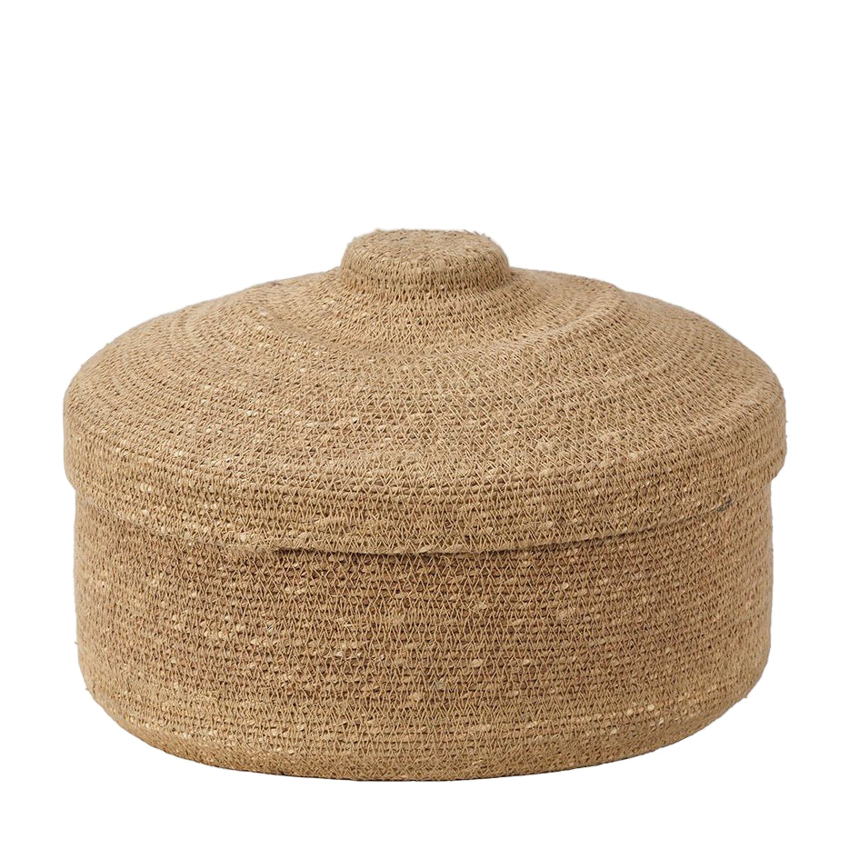 Seagrass Natural Lidded Round Basket2 - Duck Barn Interiors