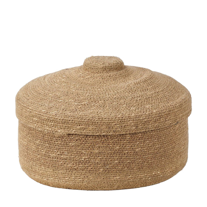 Seagrass Natural Lidded Round Basket2 - Duck Barn Interiors