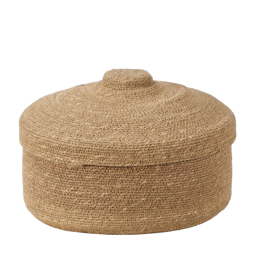 Seagrass Natural Lidded Round Basket