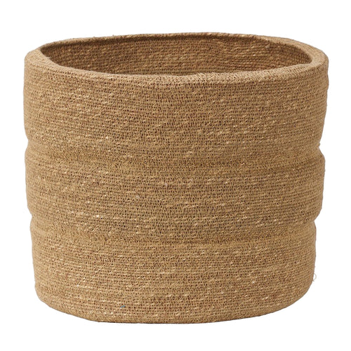 Seagrass Natural Round Ribbed Basket