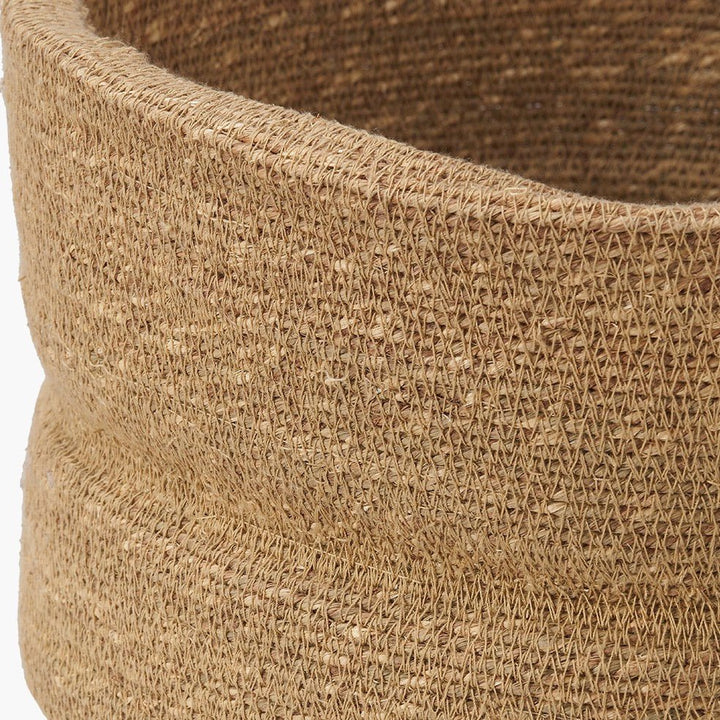 Seagrass Natural Round Ribbed Basket5 - Duck Barn Interiors