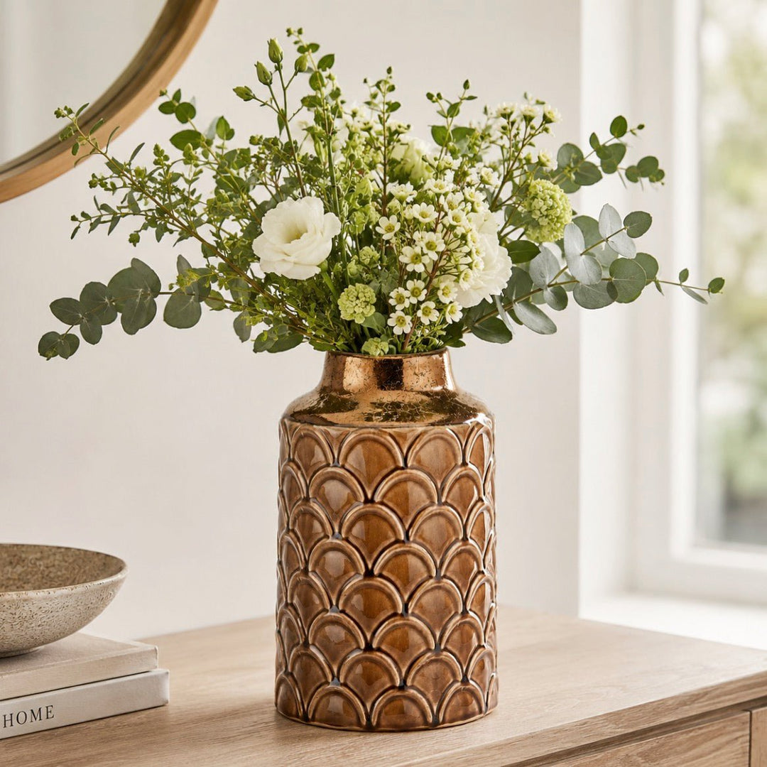 Seville Caramel Scalloped Vase - Small1 - Duck Barn Interiors