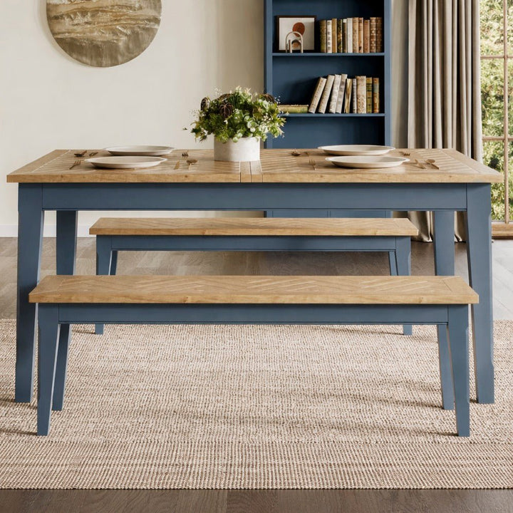 Signature Blue Extending Dining Table1 - Duck Barn Interiors