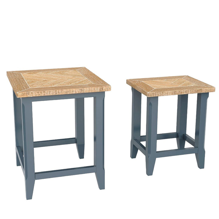Signature Blue Nest of Two Tables1 - Duck Barn Interiors