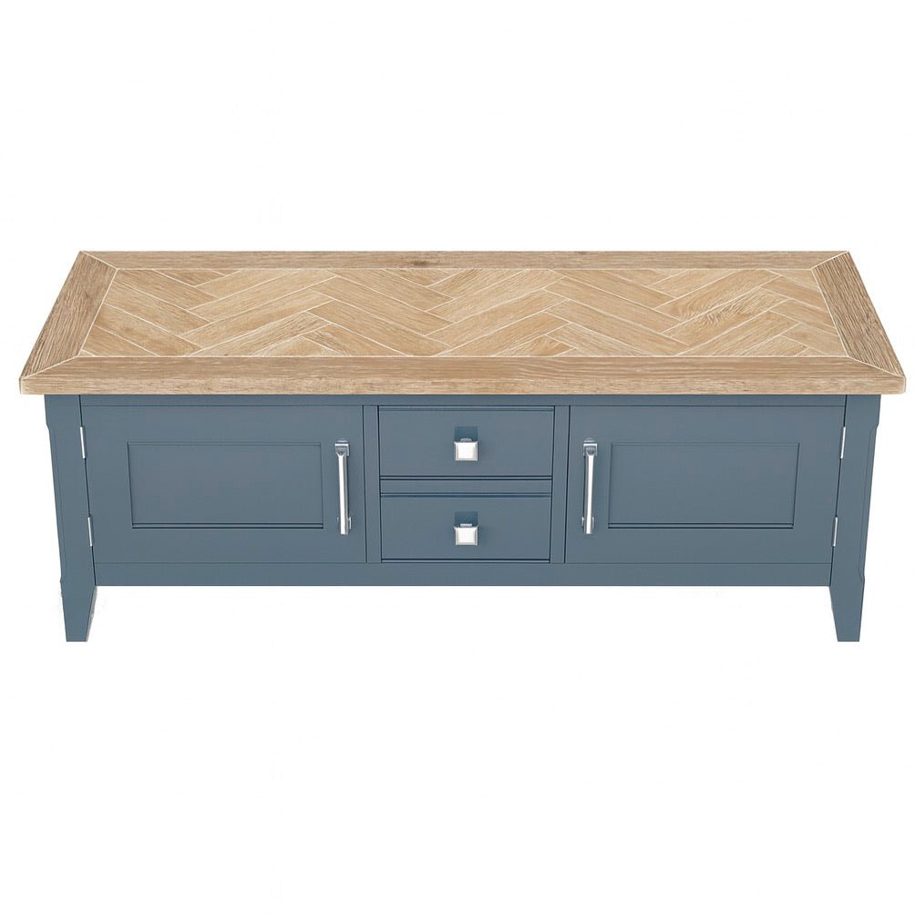 Signature Blue Widescreen Television Stand1 - Duck Barn Interiors