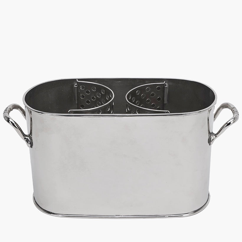 Silver Metal 2 Bottle Wine Holder6 - Duck Barn Interiors