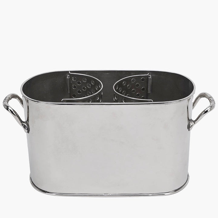 Silver Metal 2 Bottle Wine Holder6 - Duck Barn Interiors