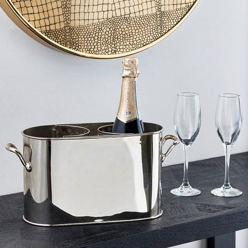 Silver Metal 2 Bottle Wine Holder