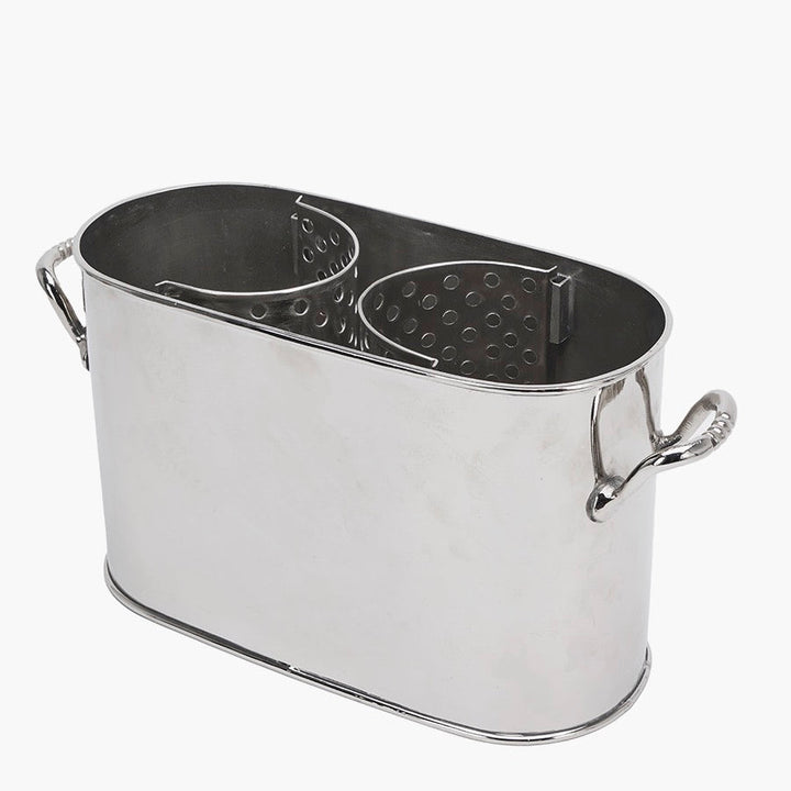 Silver Metal 2 Bottle Wine Holder2 - Duck Barn Interiors